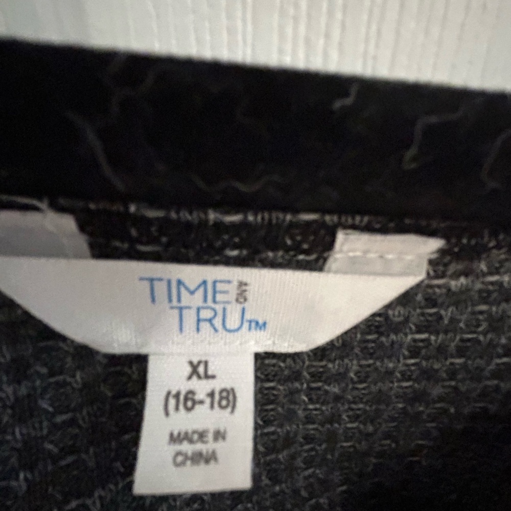 Time and Tru Waffle Knit Peplum Top XL Gray Long Sleeve Casual - Picture 4 of 6